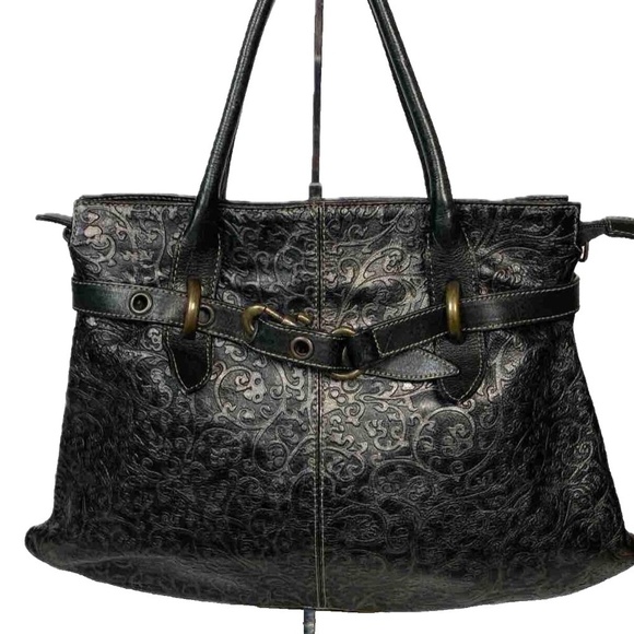 Roberta Gandolfi Made in Italy Black Leather Embossed Shoulder Bag - Picture 7 of 15